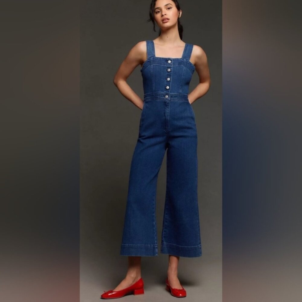Anthropologie | Colette Button-Front Jumpsuit by Maeve | Denim Edition | Size 8